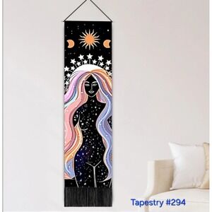 Celestial Woman Wall Tapestry‎ Sun Moon Stars Bohemian Art Decor Hanging